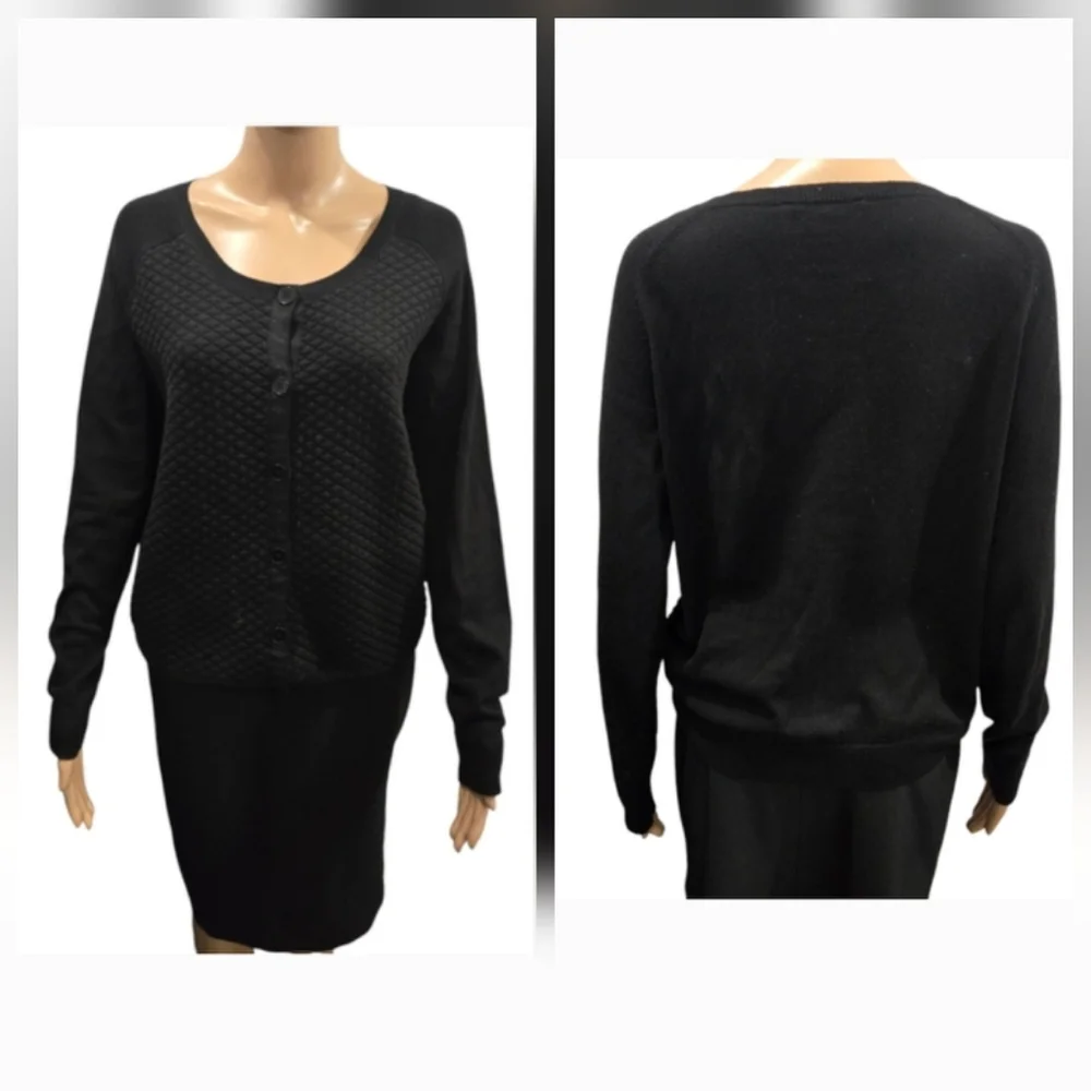Sandro Quilted Scoop Neck Cardigan Size M/L - Picture 6 of 9